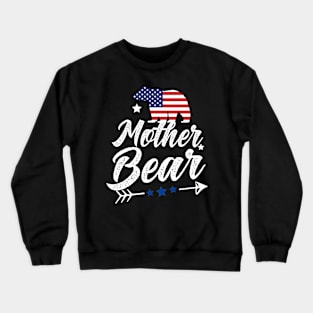 Mother Bear Patriotic Flag Matching 4th Of July Crewneck Sweatshirt